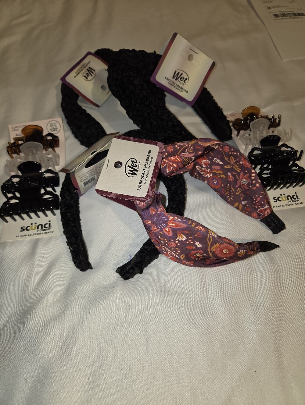Headband and Scunci Hair Clips Set - Black & Floral